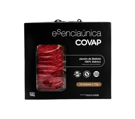 COVAP Box Jamón de Bellota 100% Ibérico Loncheado Esenciaúnica 10 sobres de 70g