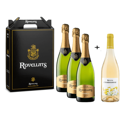 ROVELLATS Lot de 3 ampolles de Cava Reserva Imperial Brut Nature 2020 i Vi Chardonnay  2023 de regal